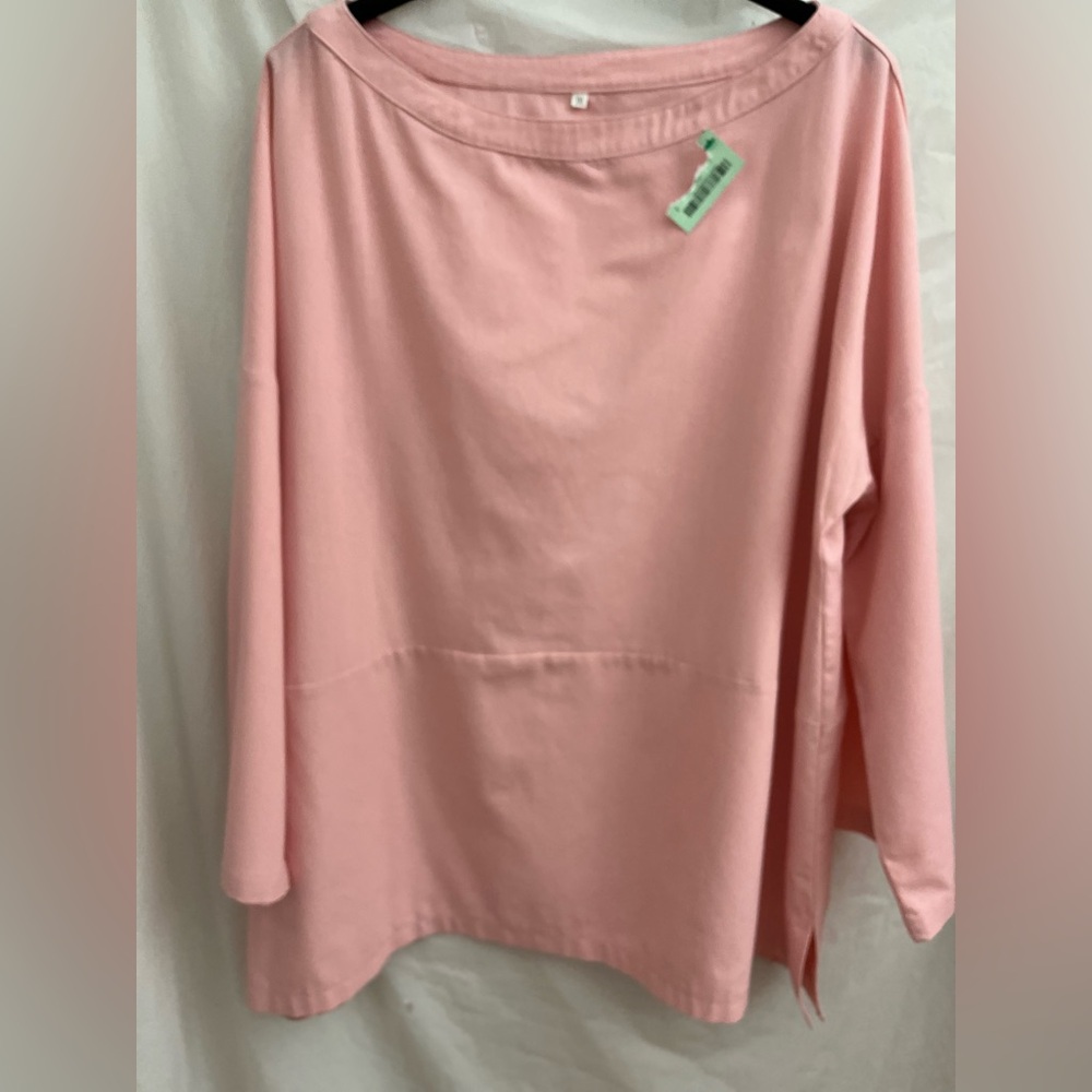 NWOTG/ 3X light pink “linen feel” pullover long sleeve top